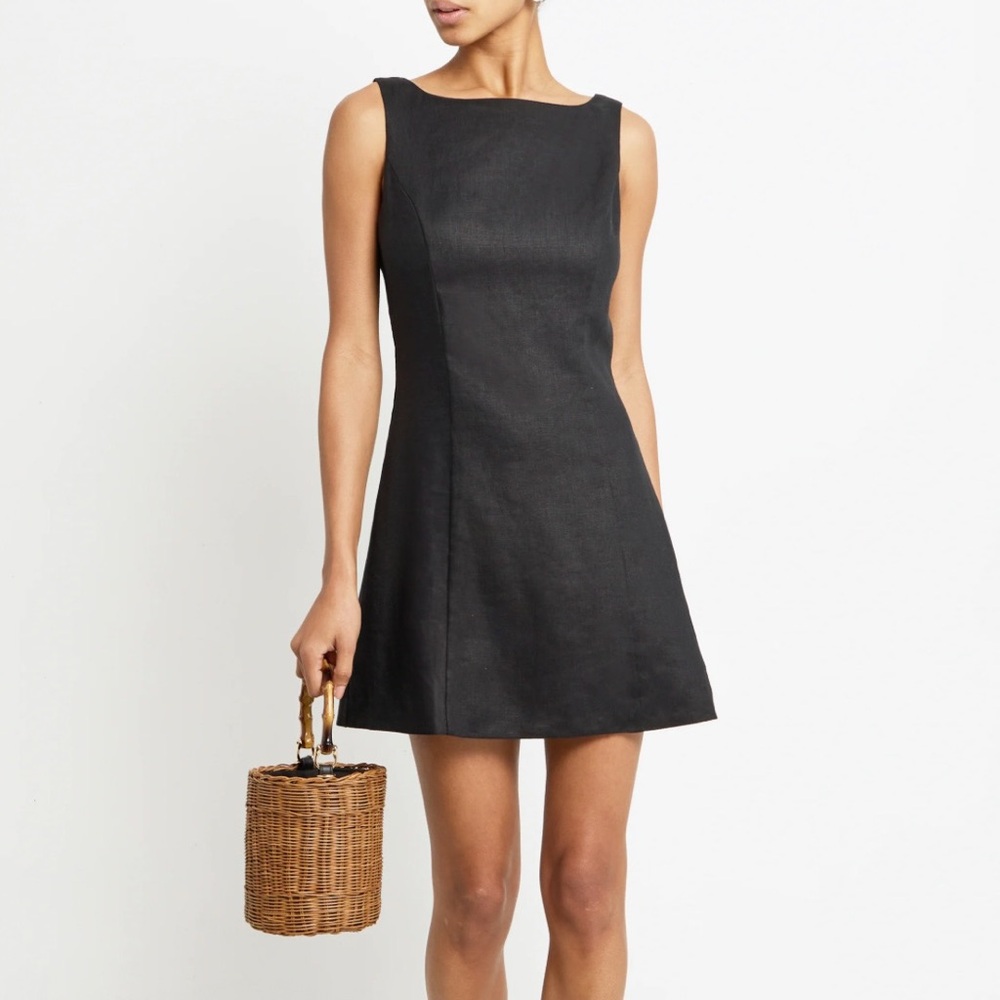O.P.T Black Linen Mini Dress